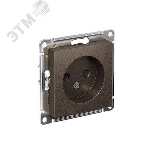 Изображение товара Розетка ATLASDESIGN без заземления со шторками 16А механизм мокко (шт)