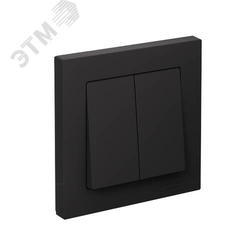 Изображение товара Выключатель двухклавишный ATLASDESIGN схема 5 10АХ в сборе карбон (шт)