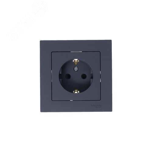 Розетка ATLASDESIGN с заземлением со шторками 16А механизм грифель - фото 7