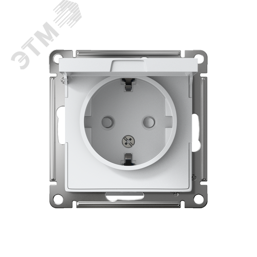 Розетка ATLASDESIGN с заземлением со шторками с крышкой 16А IP20 механизм белый - фото 2