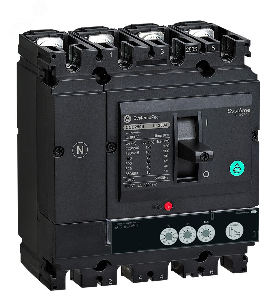 Автоматический выключатель в литом корпусе SYSTEMEPACT CCB160 150KA 4P4D S2.2 160A рычаг SPC160L16022L4DF Systeme Electric