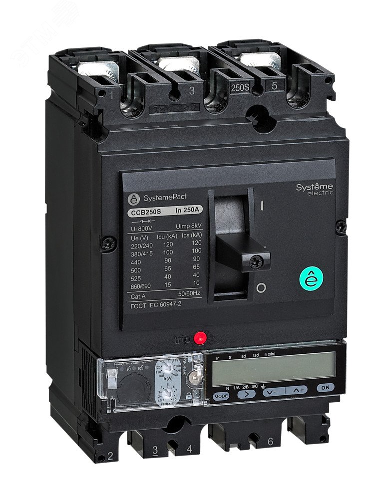 Автоматический выключатель в литом корпусе SYSTEMEPACT CCB160 150KA 3P3D S5.2E 160A рычаг SPC160L16052E3DF Systeme Electric