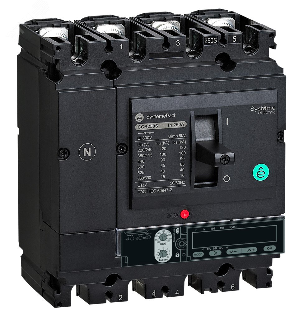 Автоматический выключатель в литом корпусе SYSTEMEPACT CCB160 150KA 4P4D S5.2E 160A рычаг SPC160L16052E4DF Systeme Electric