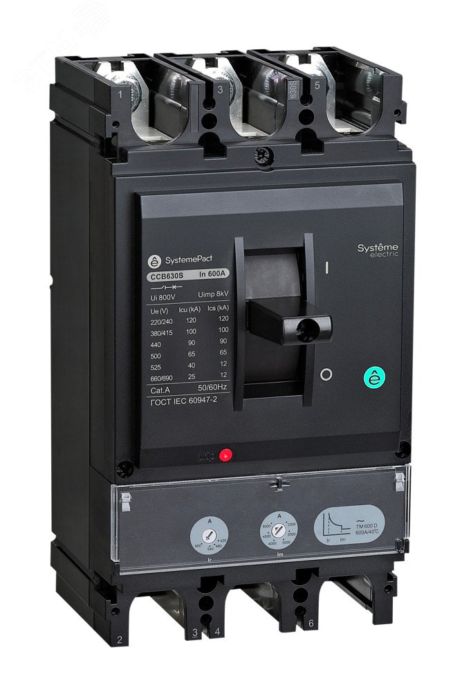Автоматический выключатель в литом корпусе SPC630 50КА S1.3M 3P3D 500A SPC630N50013M3DF Systeme Electric