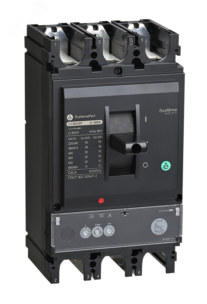 Автоматический выключатель в литом корпусе SPC630 50КА S2.3M 3P3D 500A SPC630N50023M3DF Systeme Electric