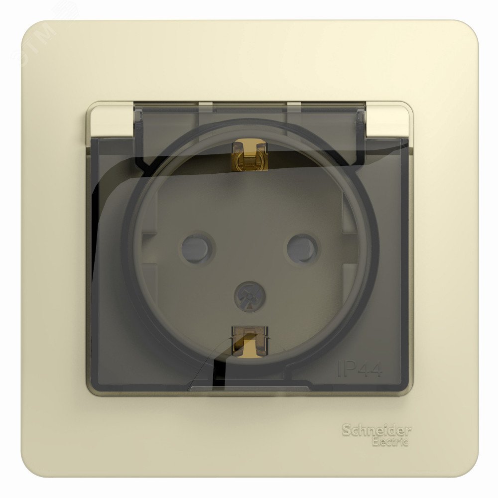 Изображение товара GLOSSA Розетка с заземлением IP44 для ванной и кухни бежевая