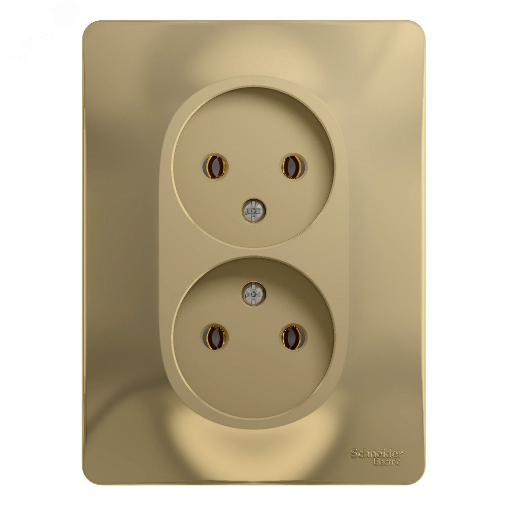 Изображение товара GLOSSA Розетка двойная без заземления 16А в сборе титан IP20