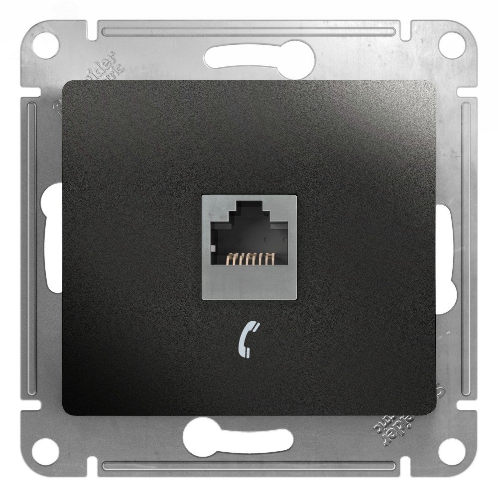 Изображение товара Розетка телефонная GLOSSA антрацит для скрытого монтажа IP20