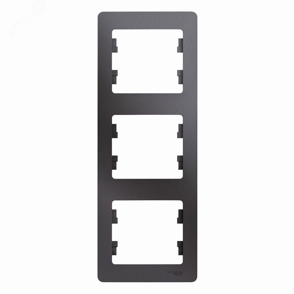 Изображение товара Вертикальная рамка GLOSSA 3-постовая графит для электропроводки