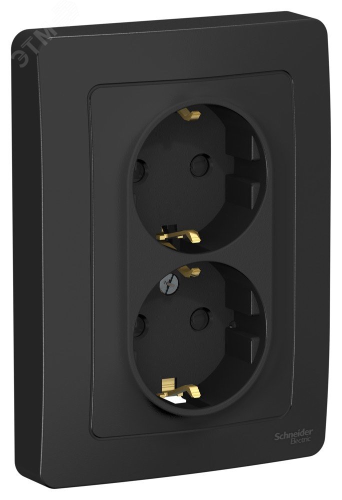 Изображение товара Розетка скрытой установки Blanca двойная с заземлением и шторками антрацит 16А 250В