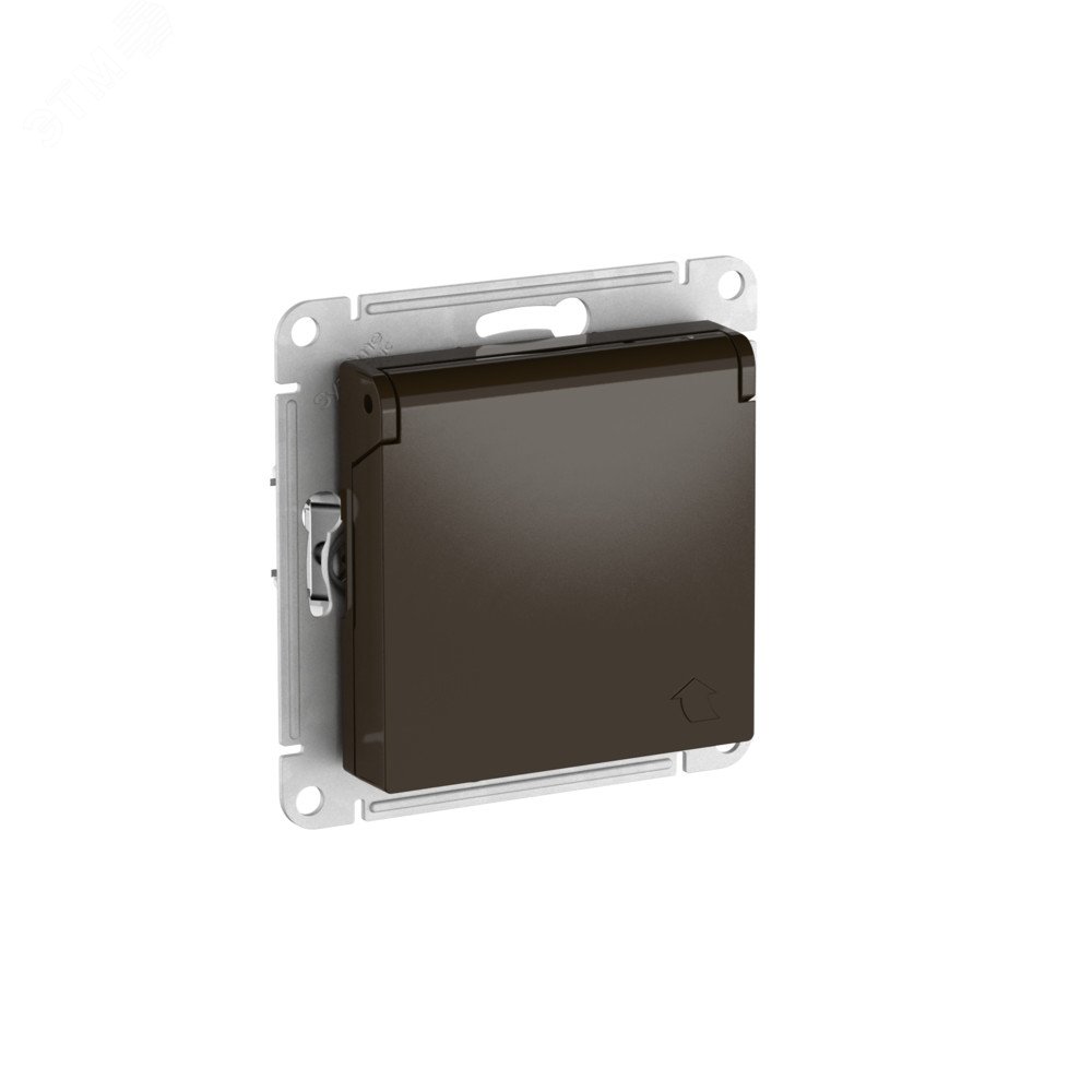Изображение товара Розетка с заземлением и крышкой серии ATLASDESIGN, 16А, IP20, мокко