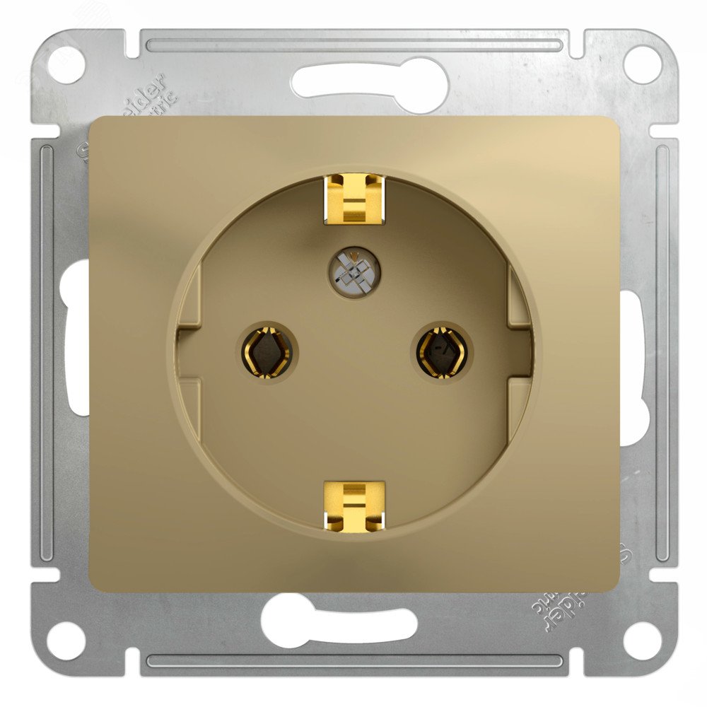 Изображение товара GLOSSA розетка с заземлением в рамке титан 16А ударостойкая и надежная