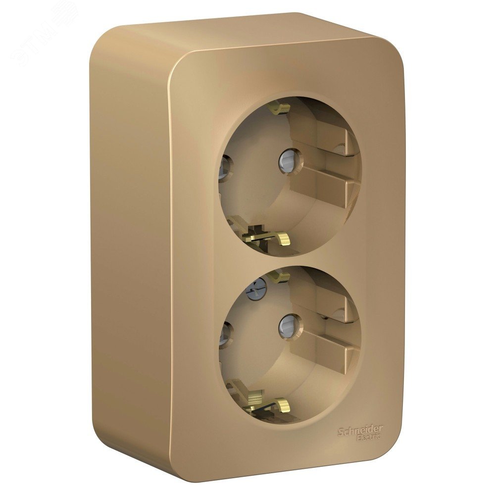 Изображение товара Розетка наружная двойная BLANCA с заземлением и шторками, 16А, титан