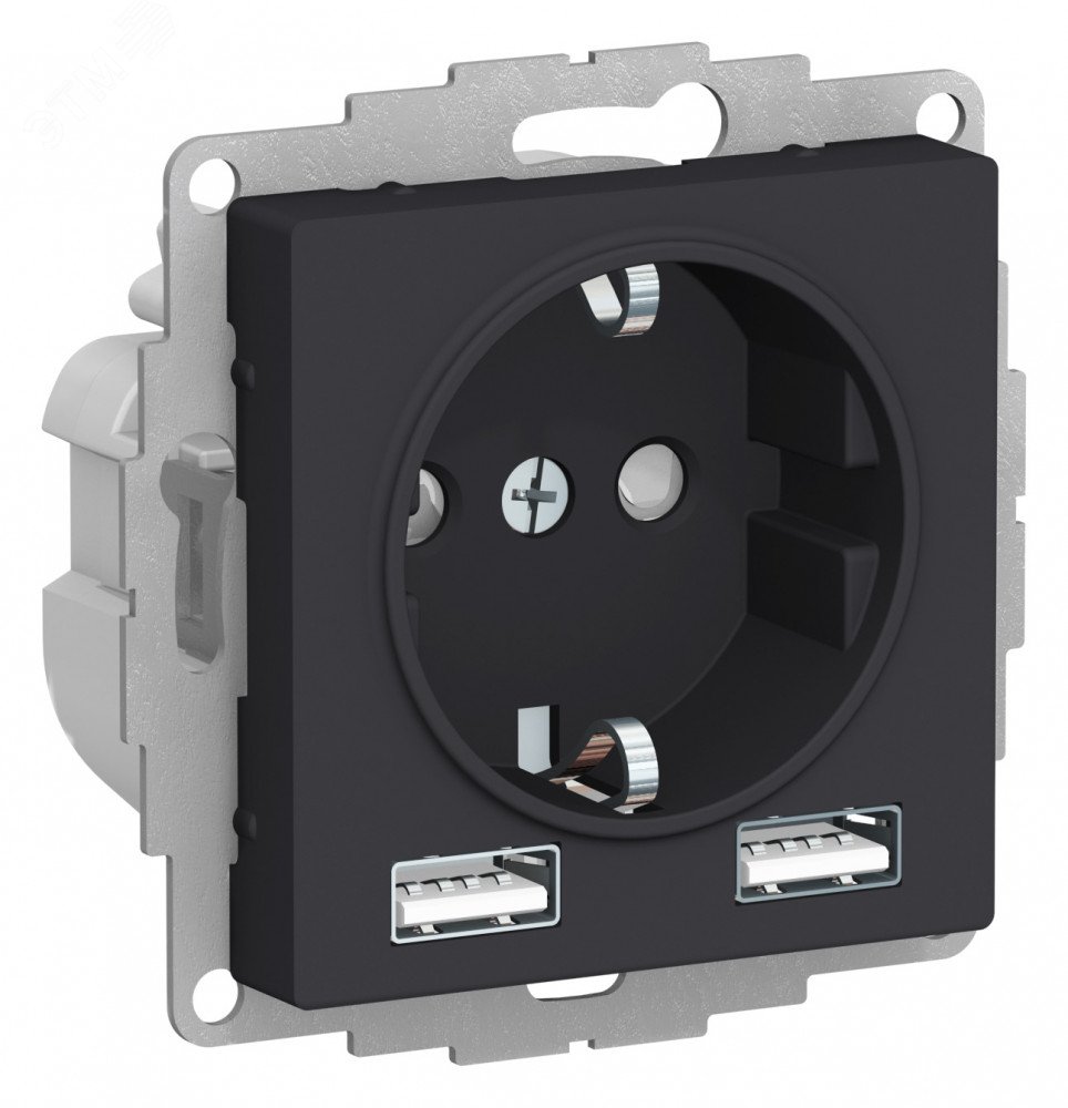 Изображение товара Розетка силовая Schneider Electric AtlasDesign 16А с USB карбон