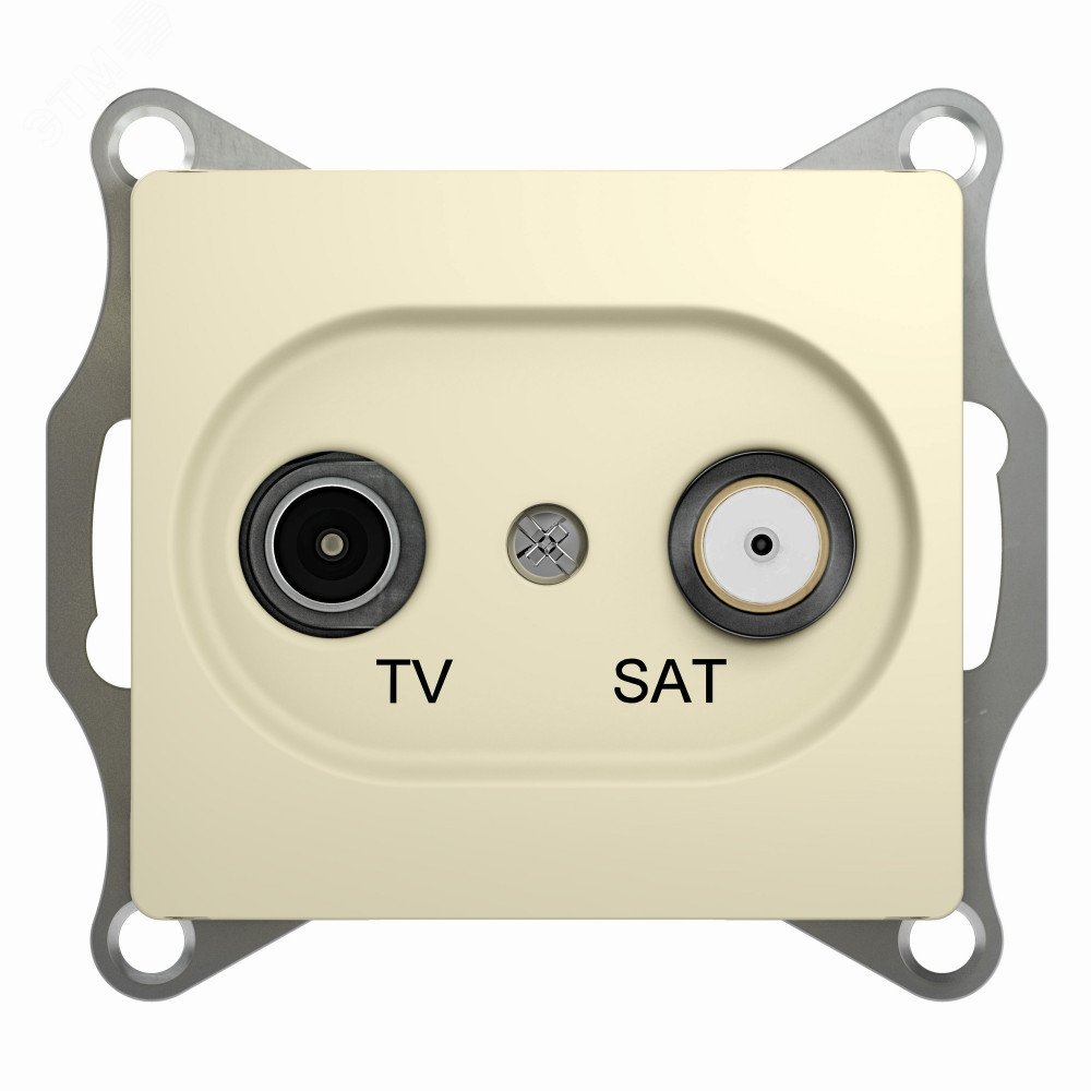 GLOSSA Розетка телевизионная TV-SAT проходная в рамку 4дБ бежевая GSL000298 Systeme Electric - превью 3