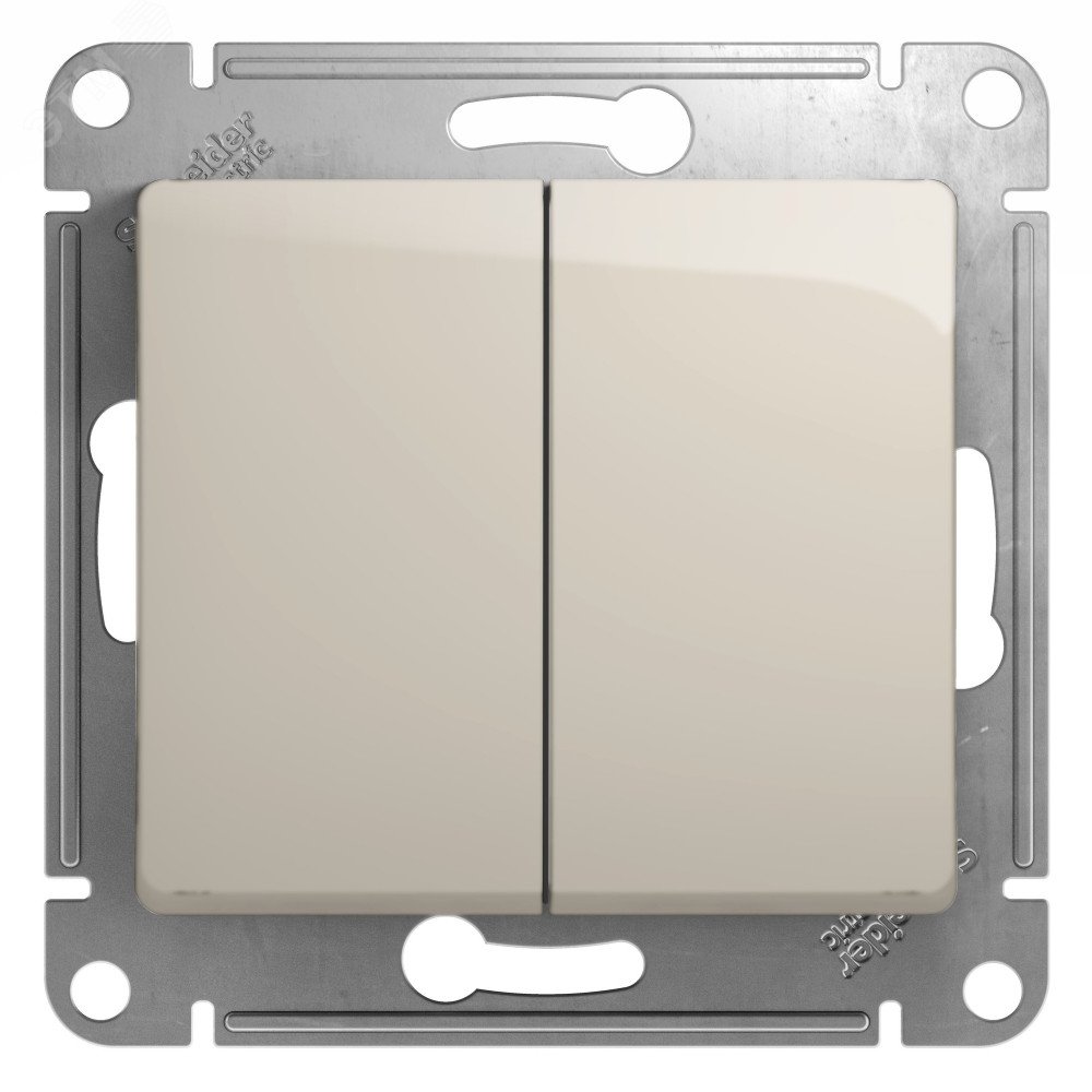Изображение товара GLOSSA Выключатель 2-клавишный сх.5 молочный высокое качество надежность