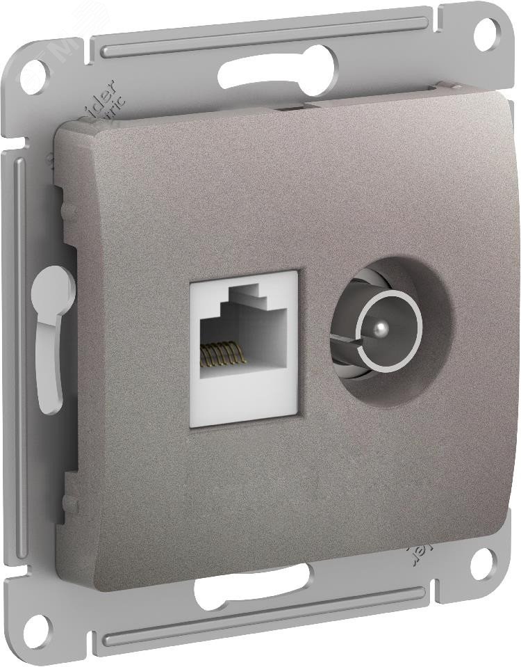 Изображение товара Розетка двойная TV и компьютерная RJ45 категория 5E, платина, GLOSSA