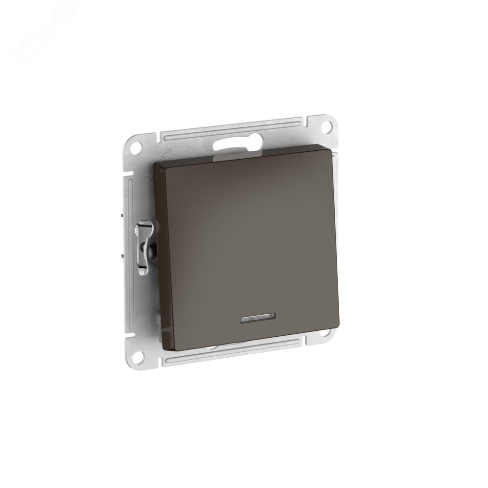 Изображение товара Переключатель с подсветкой AtlasDesign 1-клавишный мокко 10А 220В быстрозажимные клеммы