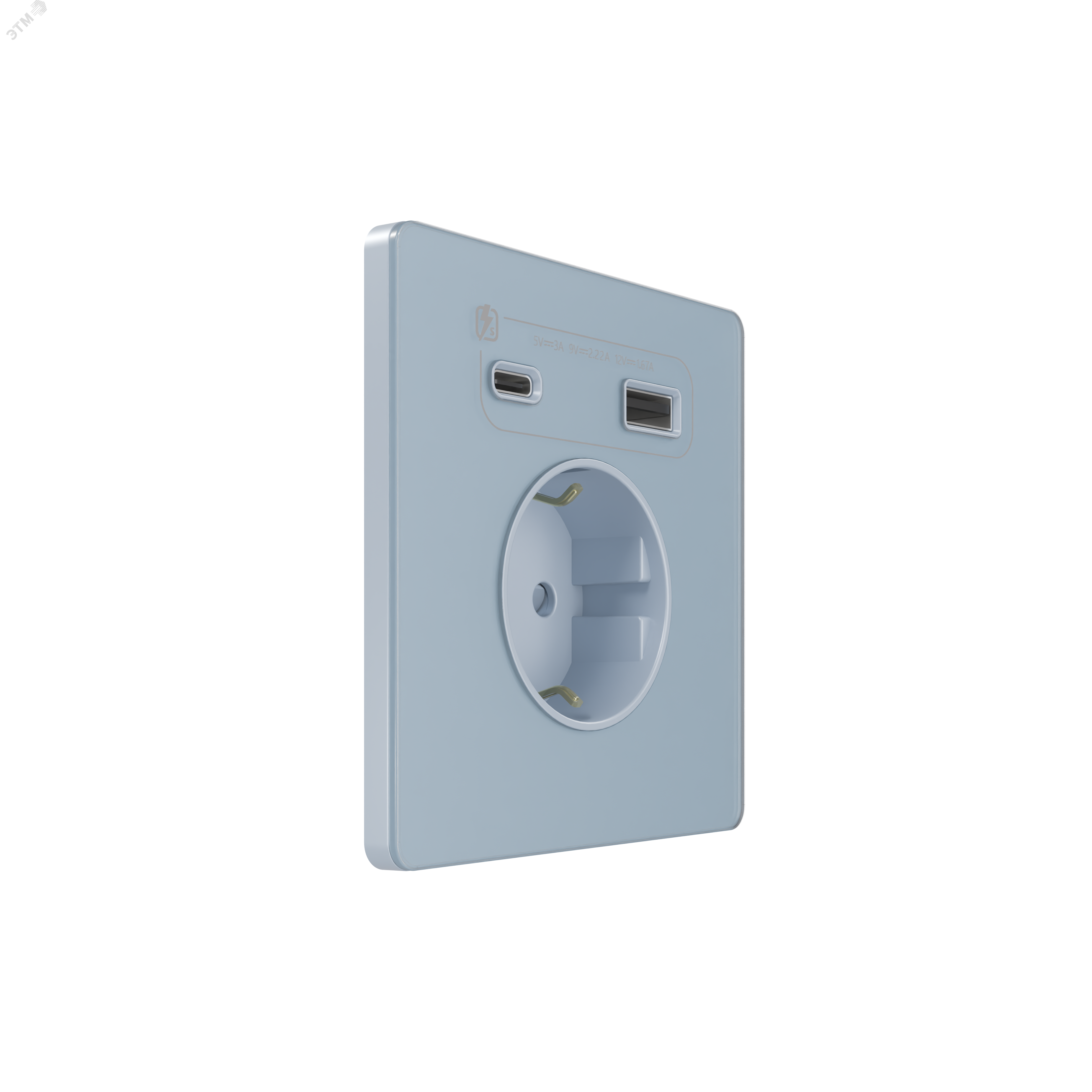 Изображение товара Розетка С/У с ЗК и зар.устр.USB А+С 20Вт (250В, 16А, защит.шторки), Стальное небо , Systeme Infinity (шт) Изображение товара Розетка С/У с ЗК и зар.устр.USB А+С 20Вт (250В, 16А, защит.шторки), Стальное небо , Systeme Infinity (шт)