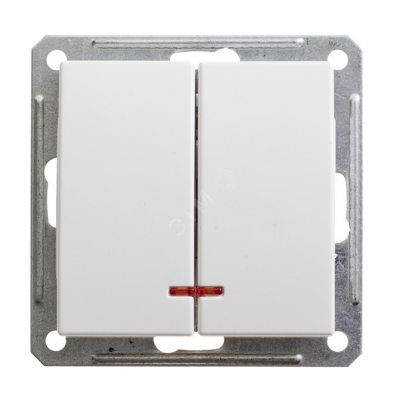 W59 Выключатель двухклавишный скрытый в рамку с индикацией 16А белый ...