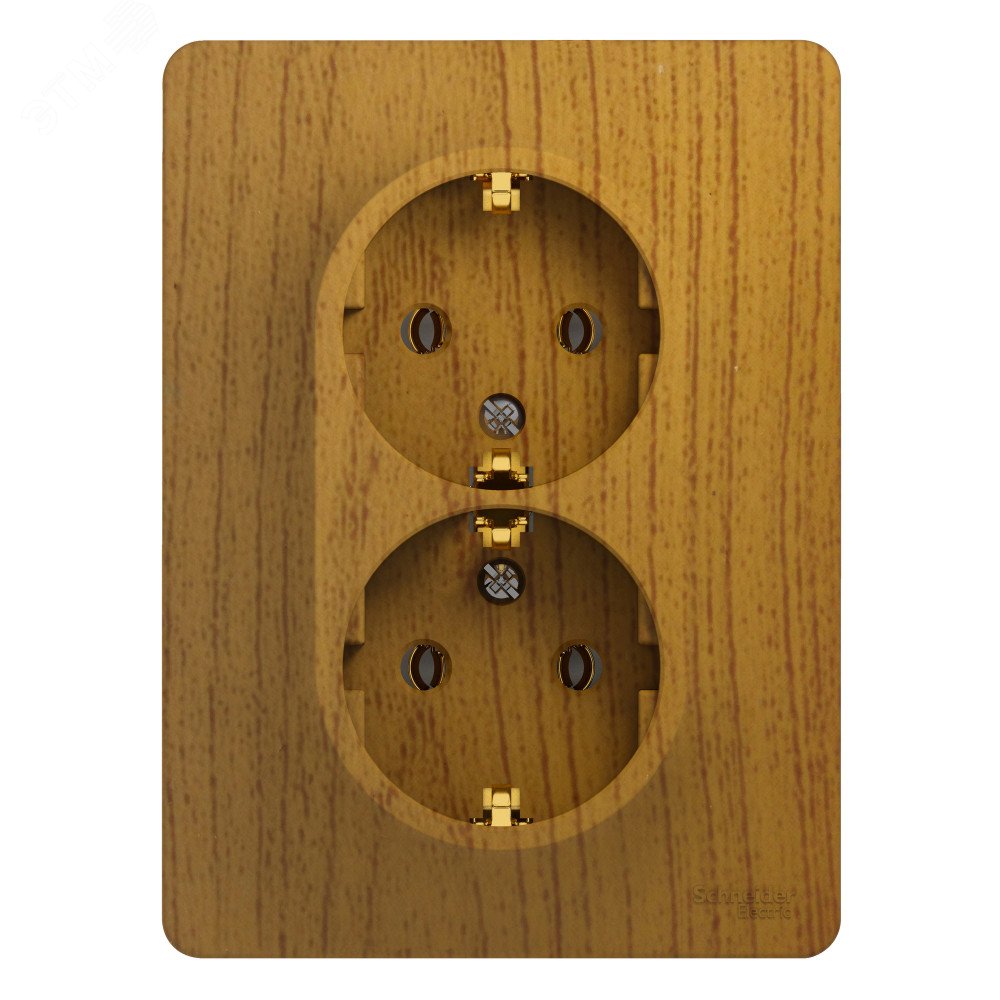 Изображение товара GLOSSA Розетка двойная с заземлением в сборе дуб 16А IP20