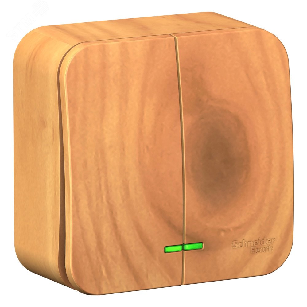 Изображение товара Двухклавишный наружный выключатель Blanca с подсветкой 10A 250В Ясень