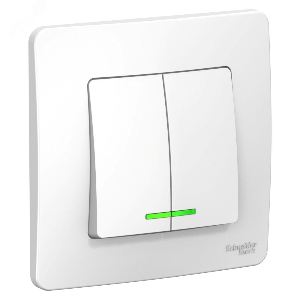 Изображение товара Выключатель Blanca двухклавишный с подсветкой скрытой установки 6А 250В белый