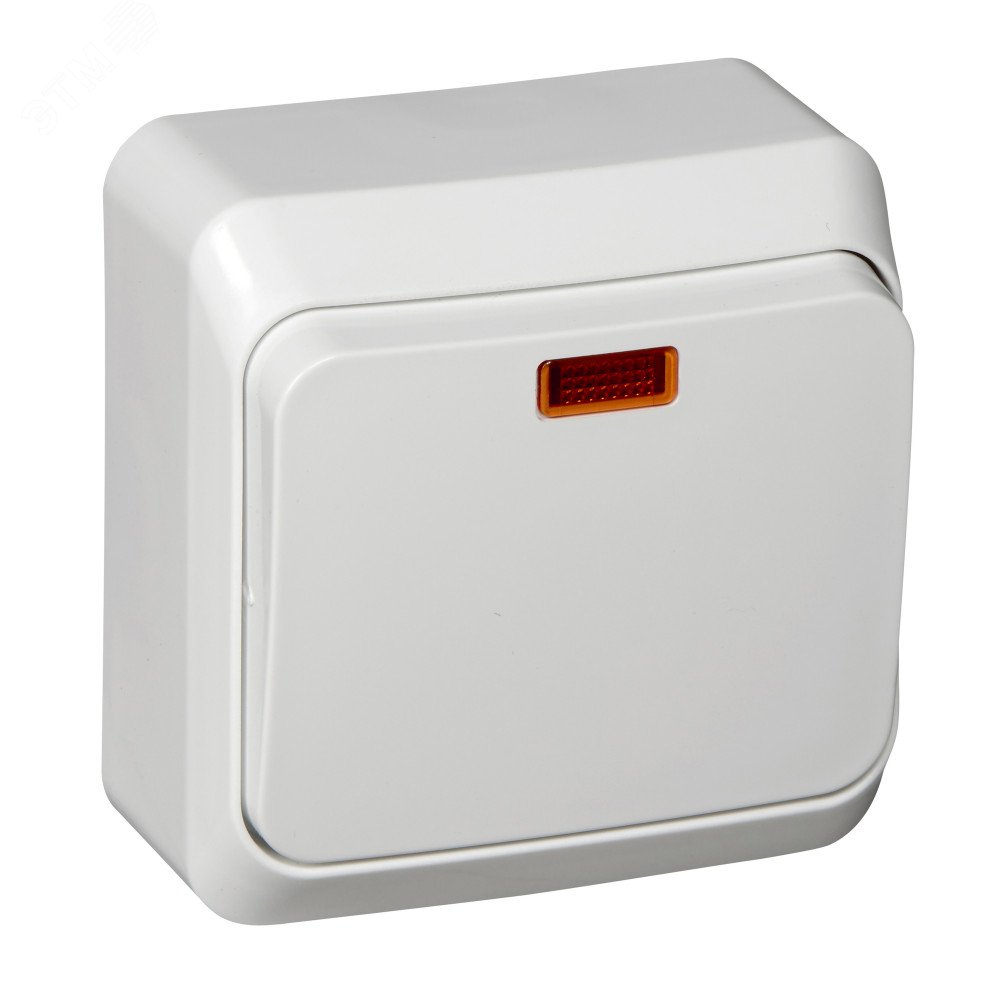 Изображение товара Переключатель одноклавишный наружный с подсветкой Systeme Electric ЭТЮД белый