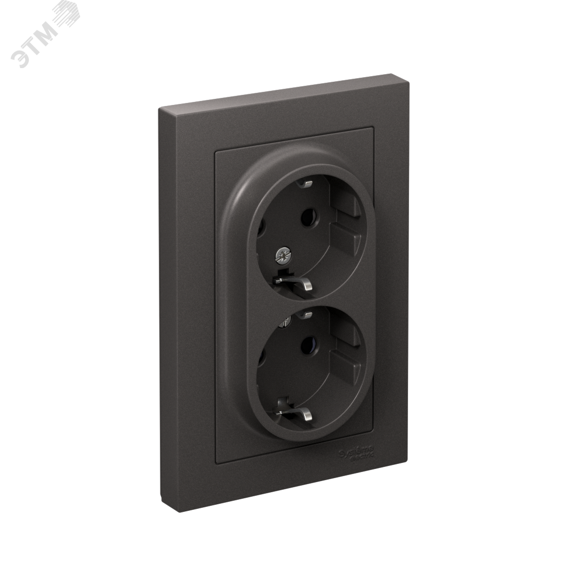 Изображение товара Розетка двойная SYSTEME ELECTRIC AtlasDesign с заземлением IP20 16А черная