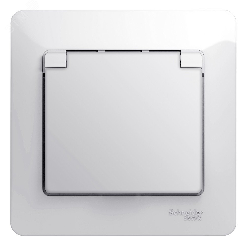 Изображение товара GLOSSA Розетка с заземлением со шторками и крышкой 16А IP20 белая