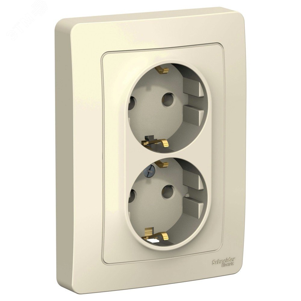 Изображение товара Розетка Blanca скрытой установки двойная с заземлением 16А 250В молочный IP20