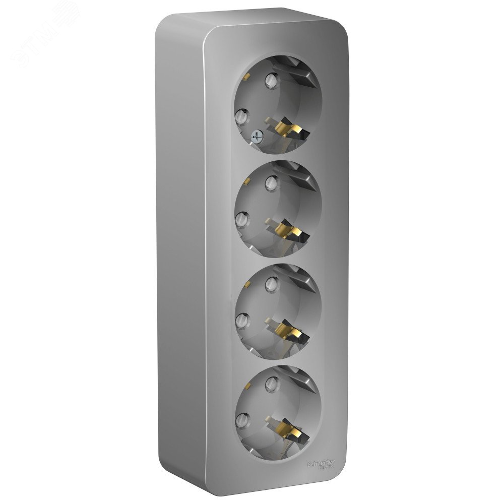 Изображение товара Розетка Blanca 16А 250В с заземлением и шторками для открытой установки алюминий