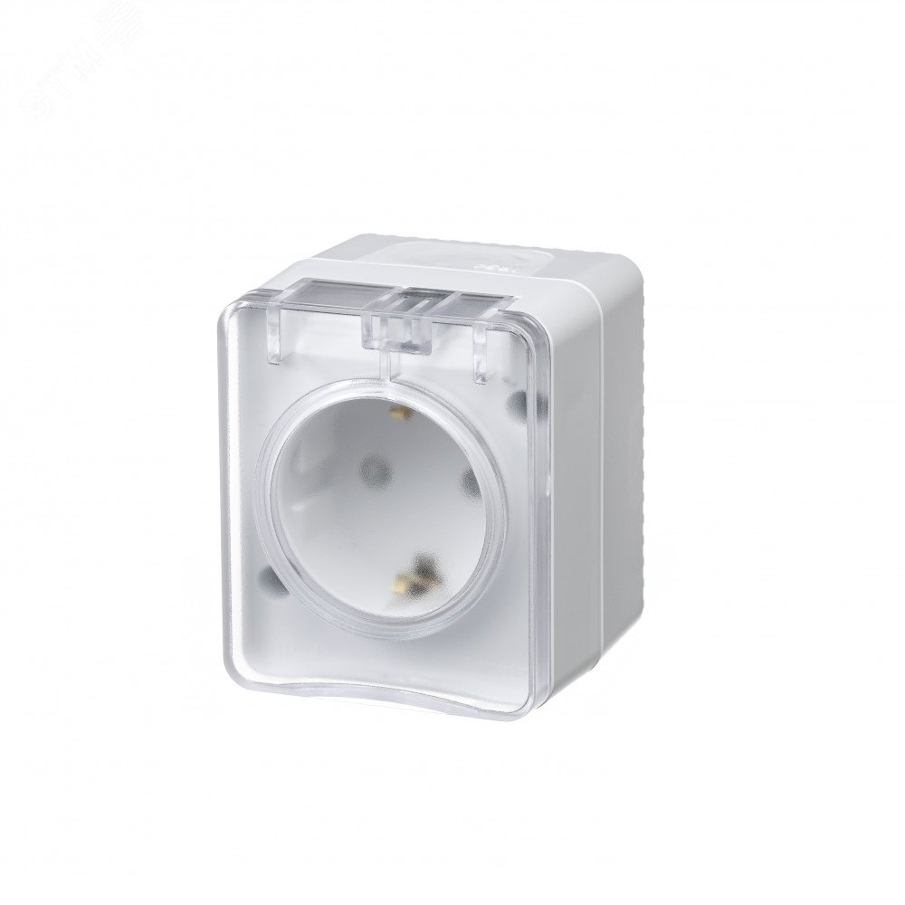 Изображение товара Розетка с заземлением со шторками IP54 16А 250В белый Россия