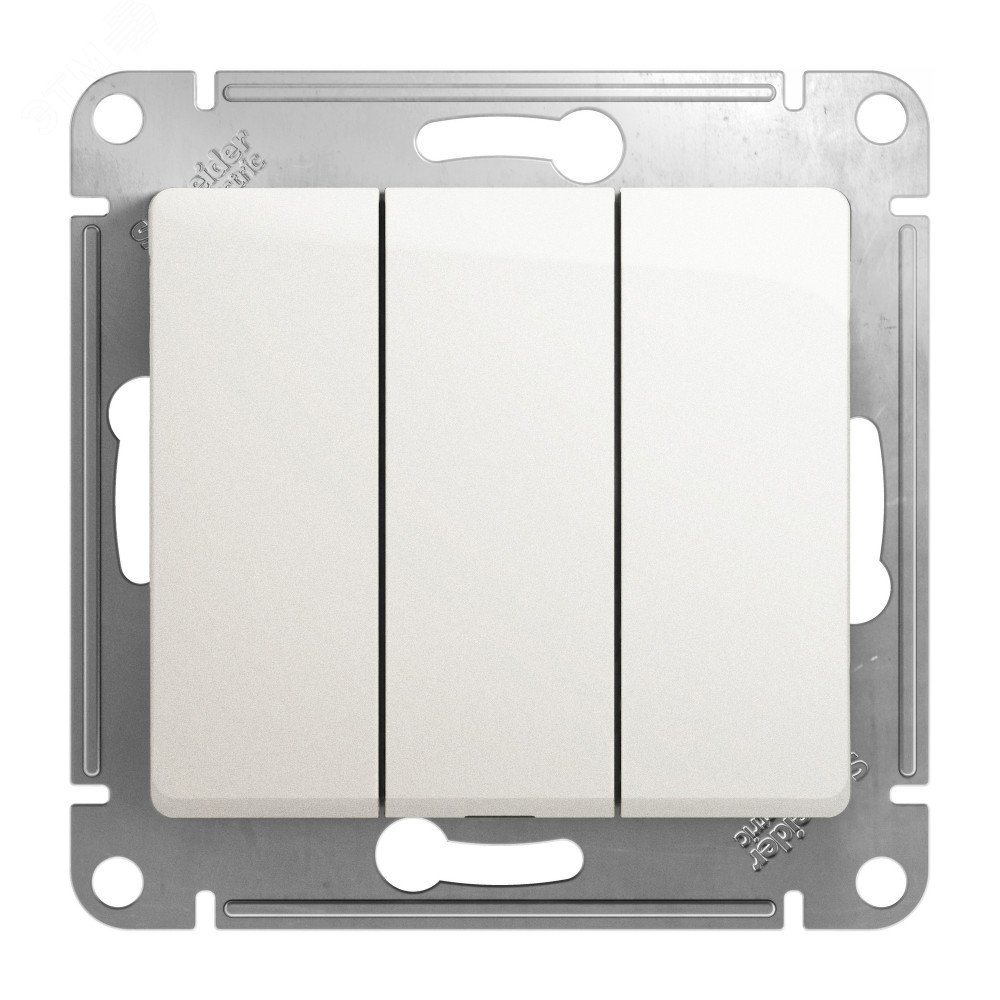 Изображение товара GLOSSA Выключатель трехклавишный рама перламутр 220 В IP20