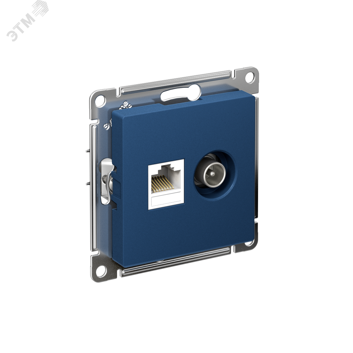 Изображение товара Двойная розетка ATLASDESIGN для ТВ и компьютера RJ45 кат. 5Е аквамарин