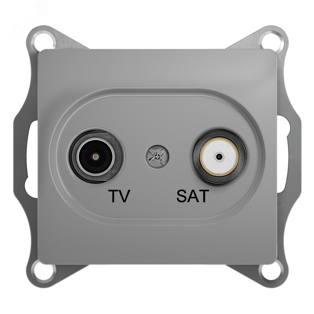 GLOSSA Розетка телевизионная TV-SAT одиночная в рамку 1дБ алюминий GSL000397 Systeme Electric - превью 2