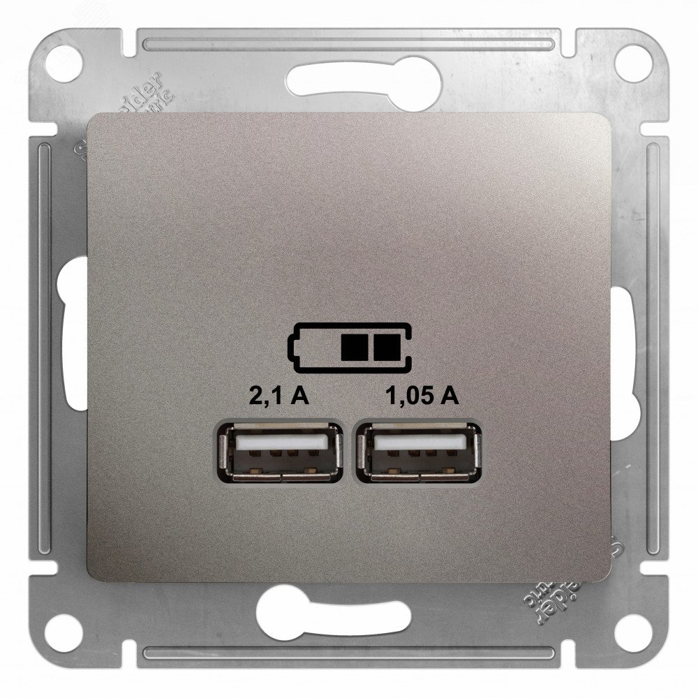 GLOSSA USB розетка платина 5B/2100mA GSL001233 Systeme Electric - превью 2