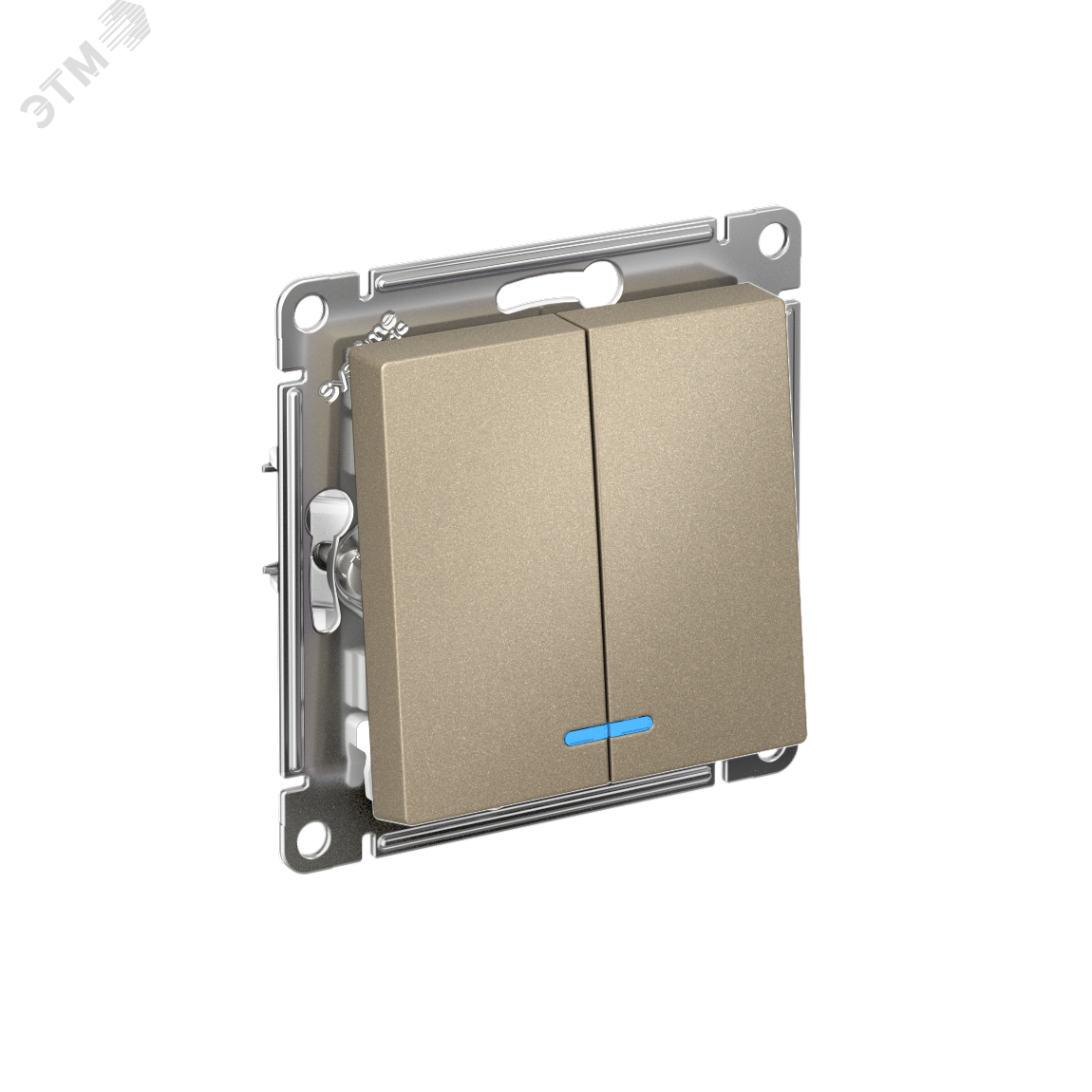 Изображение товара Двухклавишный выключатель ATLASDESIGN с подсветкой, 10А, IP20, шампань