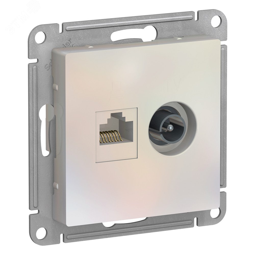 Изображение товара Розетка ATLASDESIGN двойная с RJ45 и TV от Systeme Electric жемчуг
