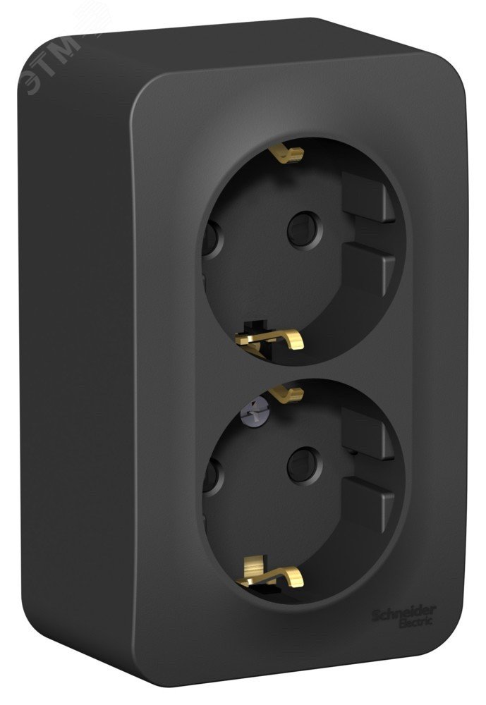 Изображение товара Розетка наружная двойная с заземлением и шторками Blanca 16А IP20 антрацит