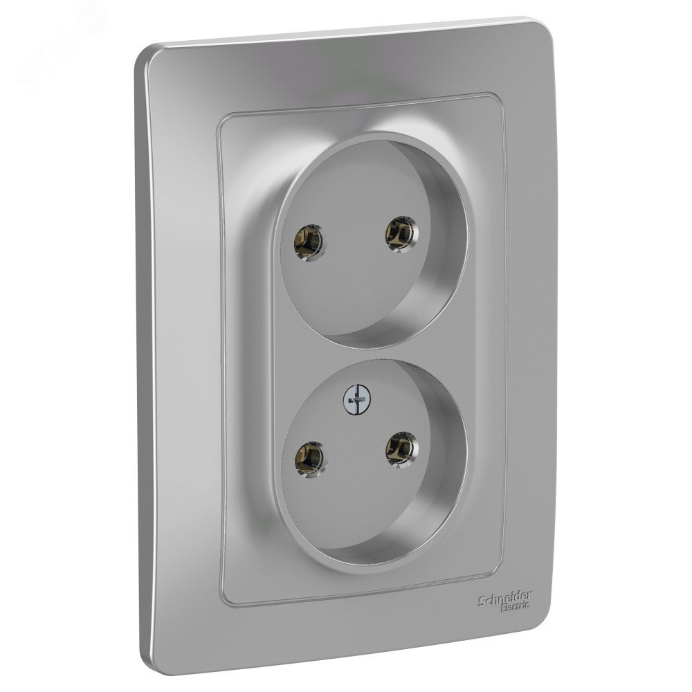 Изображение товара Розетка Blanca двойная скрытой установки без заземления 16А 250В алюминий