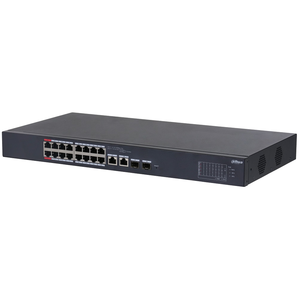 Коммутатор управляемый L2 с обл. упр. 16x100Мбит/с (RJ45 с PoE+,PoE++), 2x1Гбит/с (Combo) 135Вт