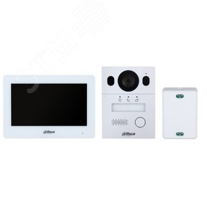 Изображение товара Комплект видеодомофона 2-проводной(Панель вызывнаяDHI-VTO2003F, видеодомофон с WiFi DHI-VTH5123H-W, 2-проводной контроллер VTNC1003C, монтажная коробка для врезного монтажа) (шт)