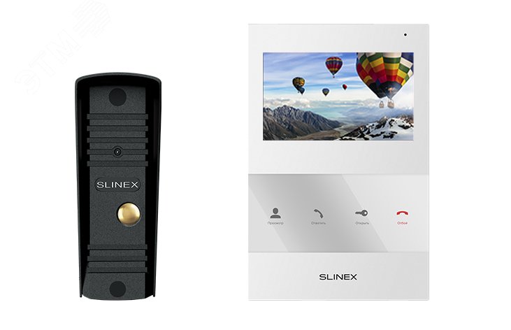 Комплект видеодомофон+вызывная видеопанель SQ-04 White + ML-16HR Black SQ04M Wh/ML16HR Bl SLINEX