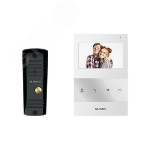 Комплект видеодомофон+вызывная видеопанель SLINEX SQ-04 White + ML-16HR Black (SQ 04M Wh/ML16HR Bl)