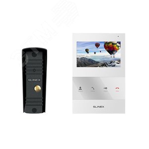 Комплект видеодомофон+вызывная видеопанель SLINEX SQ-04 White + ML-16HR Black (SQ04 Wh/ML16HR Bl)
