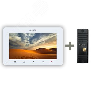 Комплект, видеодомофон + вызывная панель SLINEX SM-07MHD White + ML-16HD Black