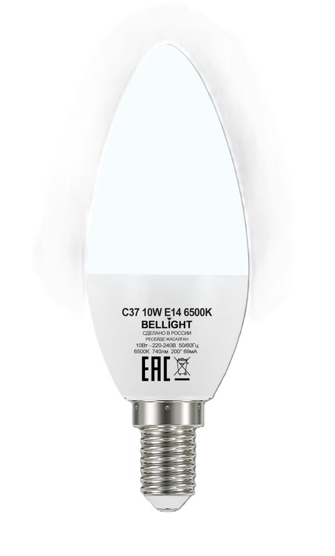 Лампа светодиодная LED С37 10W E14 6500К