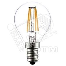 Лампа светодиодная LED 3вт G45 E14 теплый белый прозрачная шар LED Fil Bulb G45- 3W BELLIGHT