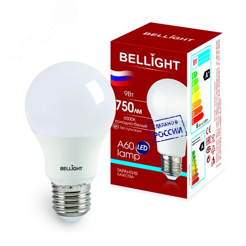 Лампа светодиодная LED A60 220V/9W/E27 750Lm 6500 - фото 2